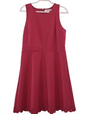 LOFT Sleeveless Dress Structured Fit and Flare Rose Pink Size 10